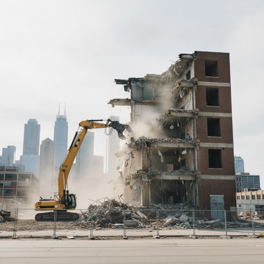 building demolition - no faces and text